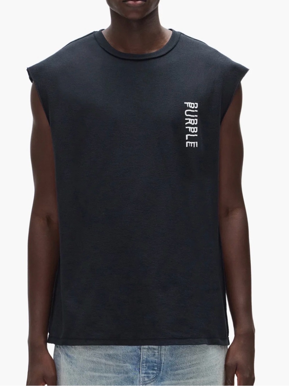 Men's Black Logo-Print Sleeveless Tank Top